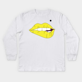Ga Lips Yellow kiss Kids Long Sleeve T-Shirt